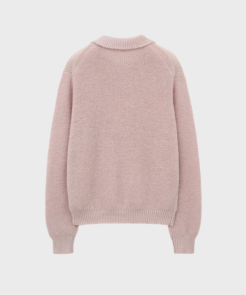 NOIRER Kid Mohair Crop Polo Knit (Dusty Pink)