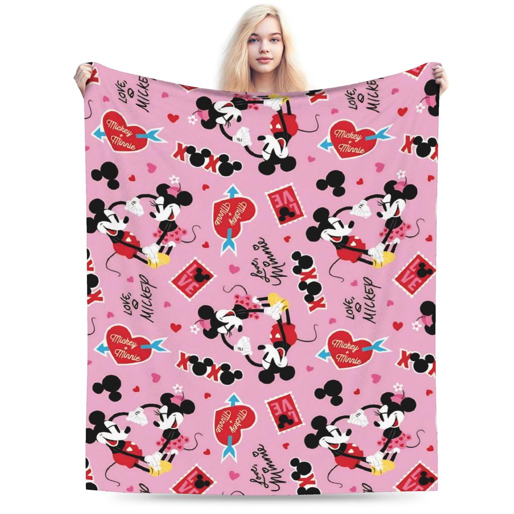 GUOYU Blanket Valentines Day Mickeys And Minnies Throw Blanket for Couch Cozy Plush Blanket Inches Multiple Sizes Bedspread for All Seasons