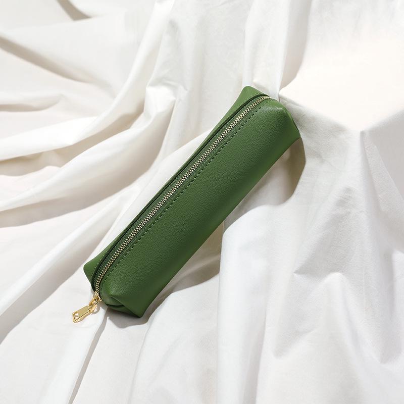 Korean Style Retro Unisex PU Leather Pencil Case for Students