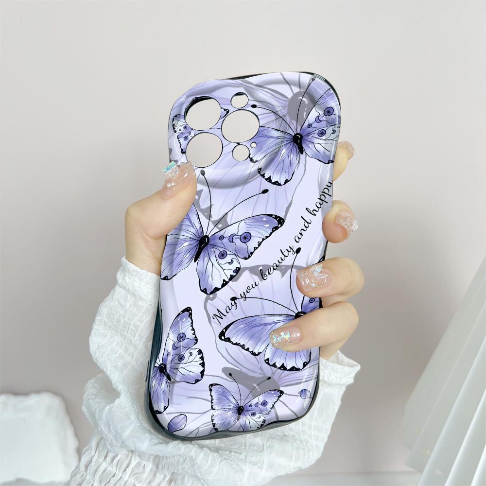 Cartoon Pattern Cream Texture Casing Wavy Edge Soft Silicone Cover Phone Case for IPhone Samsung Huawei Honor Xiaomi Redmi Infinix Tecno