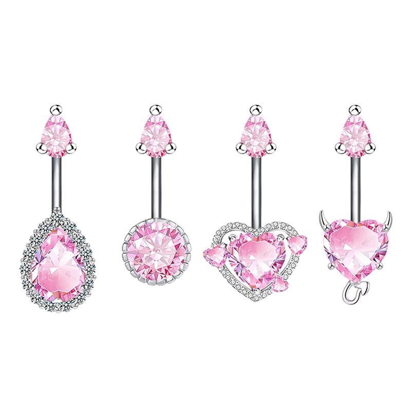 Roze Zirkoon Hart Navelpiercing Voor Vrouwen Meisjes Vlinder Navelpiercing Body Piercing Sieraden Accessoires