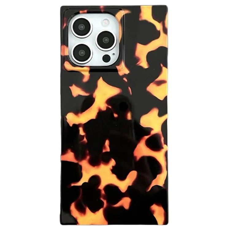 

Для iPhone 14 Pro Чехол квадратный узор TPU глянцевый защитный чехол - черепаховый