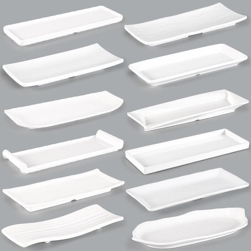 Chinese Style Rectangular Melamine 3-Compartment Dumpling Plate