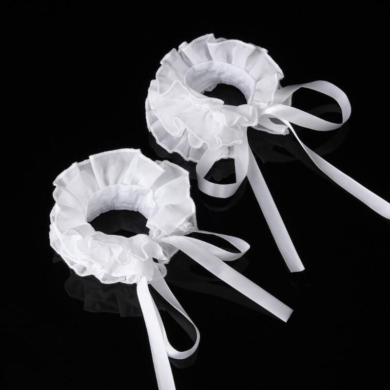 Elizabethan Ruffle False Collar Victorian Style Neck Ruff and Wrist Cuffs Set for Halloween Cosplay Costume Accessories