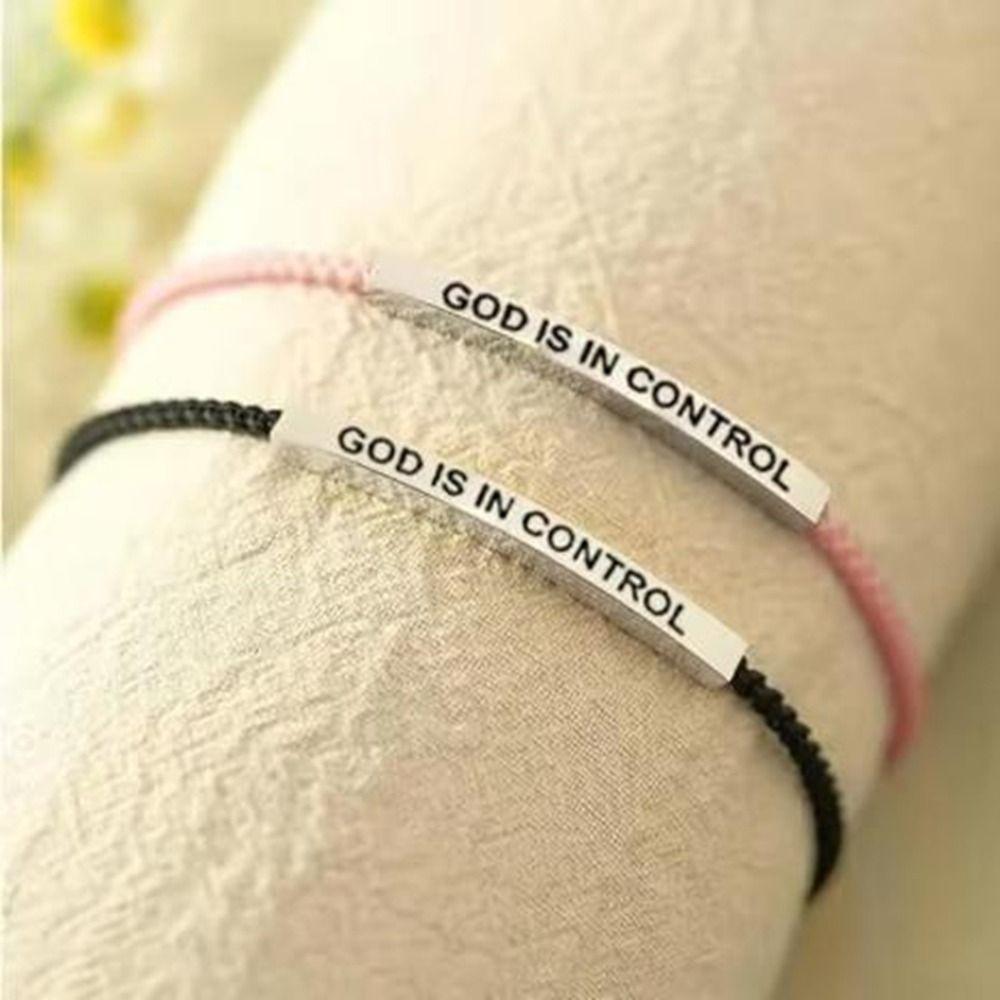 Dehnbares GOD IS IN CONTROL Schlaucharmband Seil Inspirierende Armbänder für Damen Herren