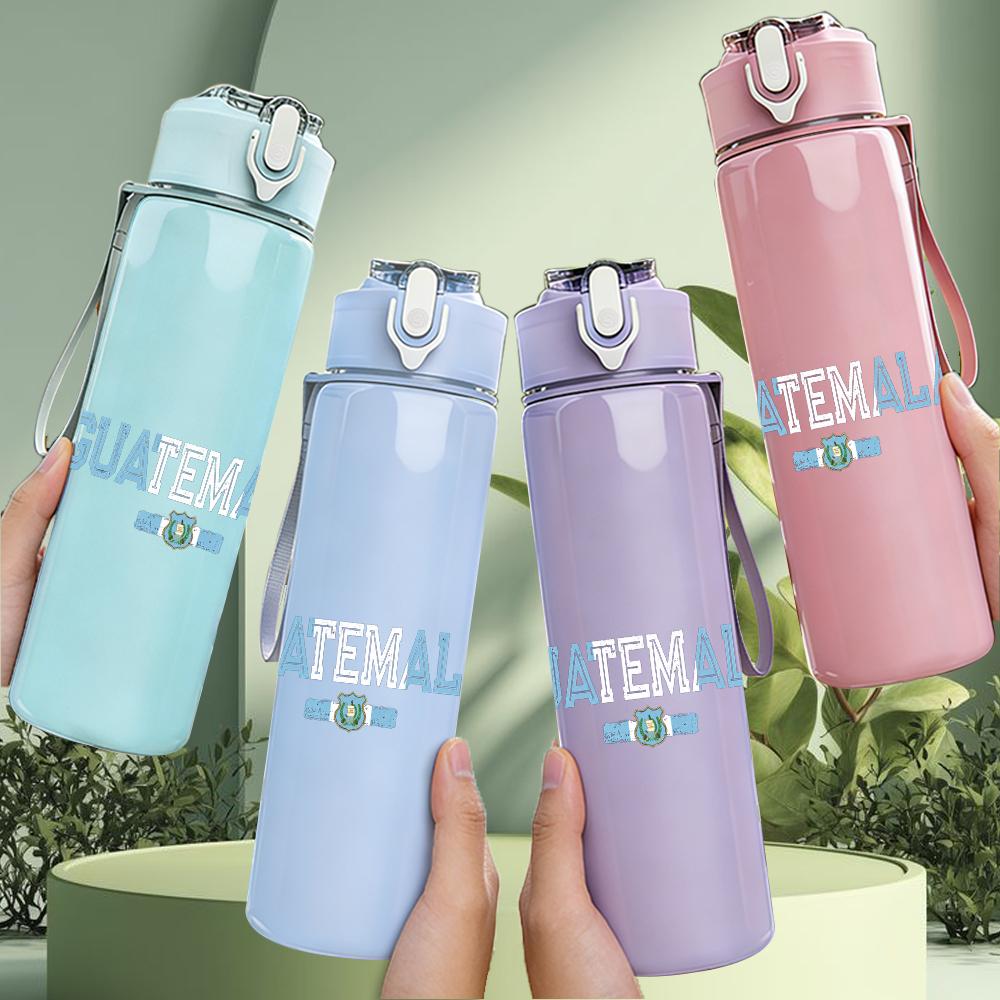 1PC Guatemala Minimalist Country Text Print 750ml Portable Sports Water Bottle Leakproof Gym Outdoor Travel Drink Cup