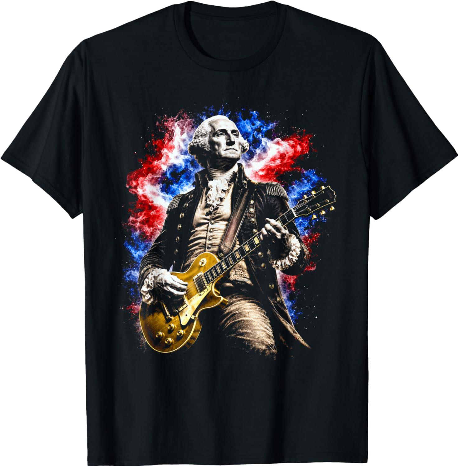 George Washington Playing Guitar Unisex T-Shirt L