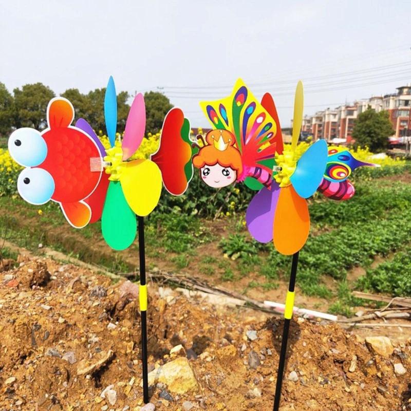 Garden Pinwheels Whirligigs Wind Spinners Windmill Toy for Kid Yard Lawn Decorations 3D Animal Decorative Garden Stakes