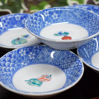 Small Stylish Kutani Small Set of Vegetable Japanese Serving Plate Bowl, Tableware, Ware, Bowl, 5, Decoration, Pottery, Tableware,