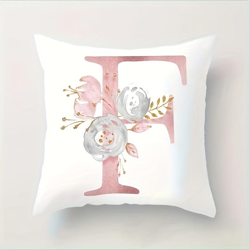 Abc Letter Floral Alphabet Decorative Pillow Cover Indoor Outdoor Party Farmhouse Home Decor Peach Skin Monogram Aesthetic Art
