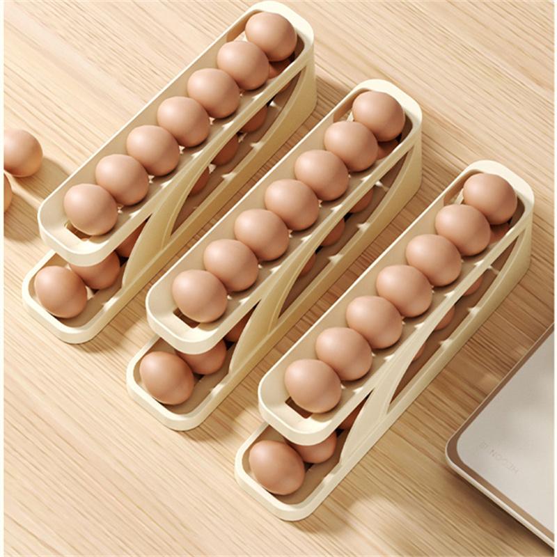 Egg Storage Box Egg Rolling Style Egg Holder For Refrigerator Double Layer Refrigerator Side Door Antidrop Kitchen Storage Box