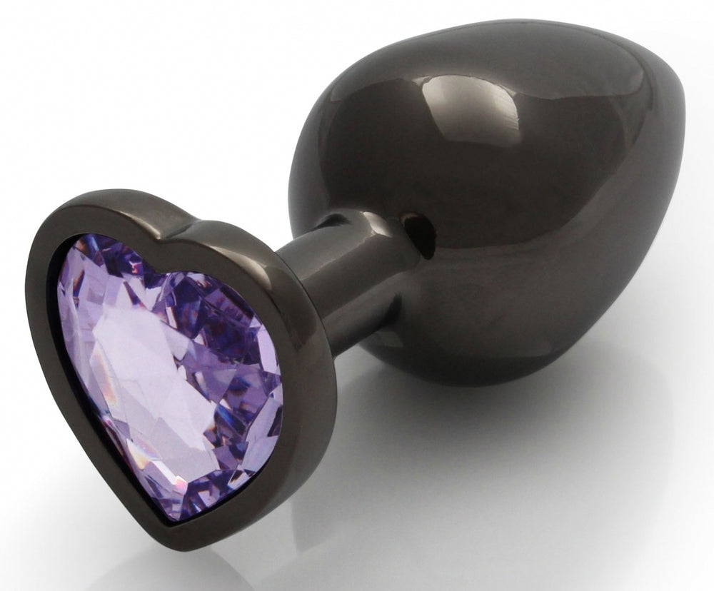 Heart Gem Anal Jewel L 8 X 4cm Black-Purple - Ouch! - Anal Jewelry