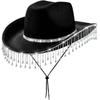 Retro Shiny Western Cowboy Hat Glitter Ethnic Style Cowgirl Hat Sunscreen Wide Brim Top Hat Stage Performance