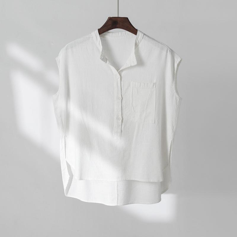 

Летняя хлопковая льняная женская художественная свободная льняная женская рубашка с короткими рукавами футболка One Size белый