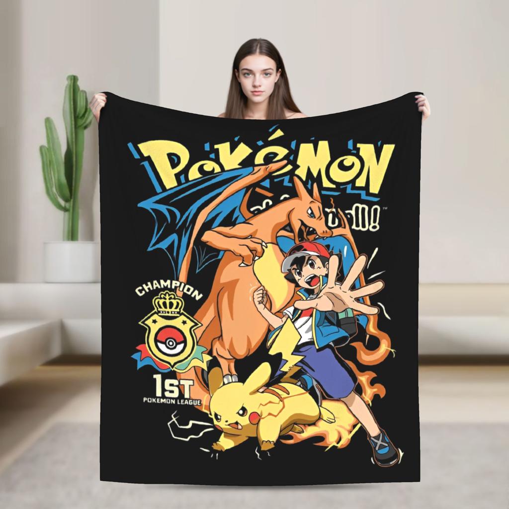 I CHOOSE GRASS Poke-Mon Blanket Coral Fleece Plush Bulbasaur Venusaur Ivysaur Super Warm Throw Blanket for Car Sofa Bedspread