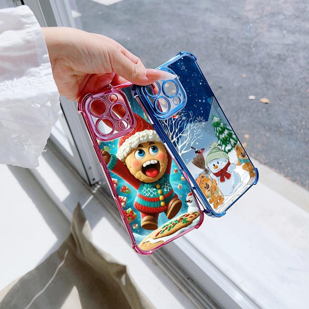 Ae108 Happy New Year Merry Christmas Electroplated TPU Phone Cases for Xiaomi 11 Lite Redmi Note 13 Pro 12C 9S 14C Huawei Four Corner Protection Cover
