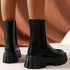British Style Chunky Platform Ankle Boots Women Plus Size 42 Black Pu Leather Chelsea Boots Woman Zip Thick Sole Short Booties