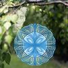Blue and White Metal Wind Spinner 10 Inch for Garden Decor Outdoor Courtyard Lawn Porch with Rotating Hook for Halloween Christmas Thanksgiving