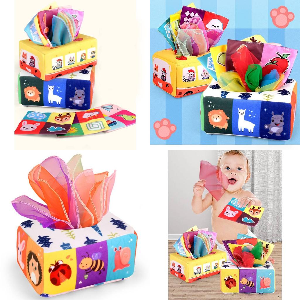Strapazierfähiges Baby-Taschentuchbox-Spielzeug Für die Früherziehung Weicher Stoff Reißfest Für 0-1-Jährige