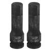 Uxcell H17 Hex Impact Bit Drive Hex Long Screwdriver Socket Adapter for Electric Ratchet Wrenches 2-Piece (17mm) Socket, 1/2" Socket, CR-MO Steel,