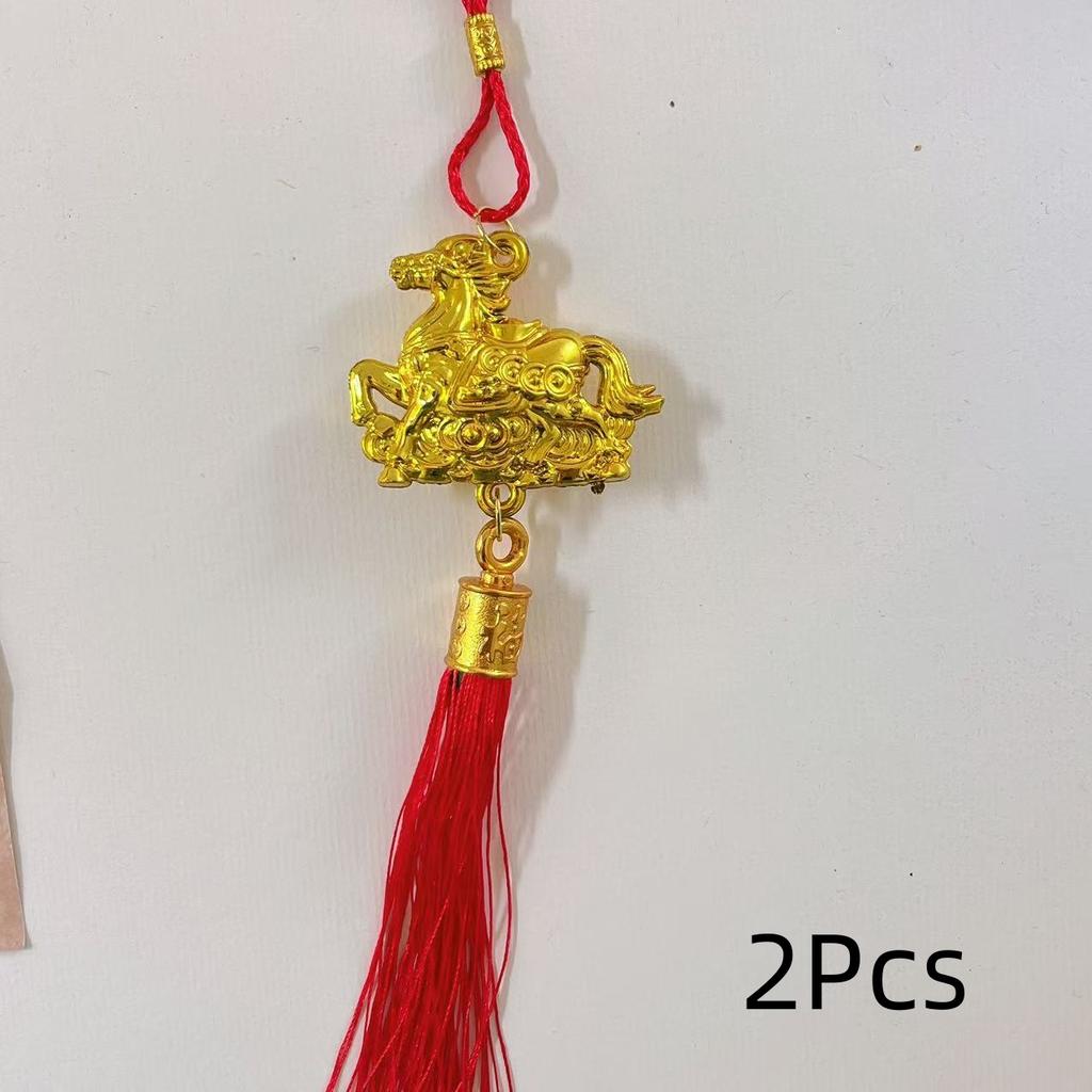 2/6 Pcs 2026 Year Of The Horse Wall Hanging Car Ornament Chinese New Year Red Gold Pendant Lucky Decor Housewarming Gifts