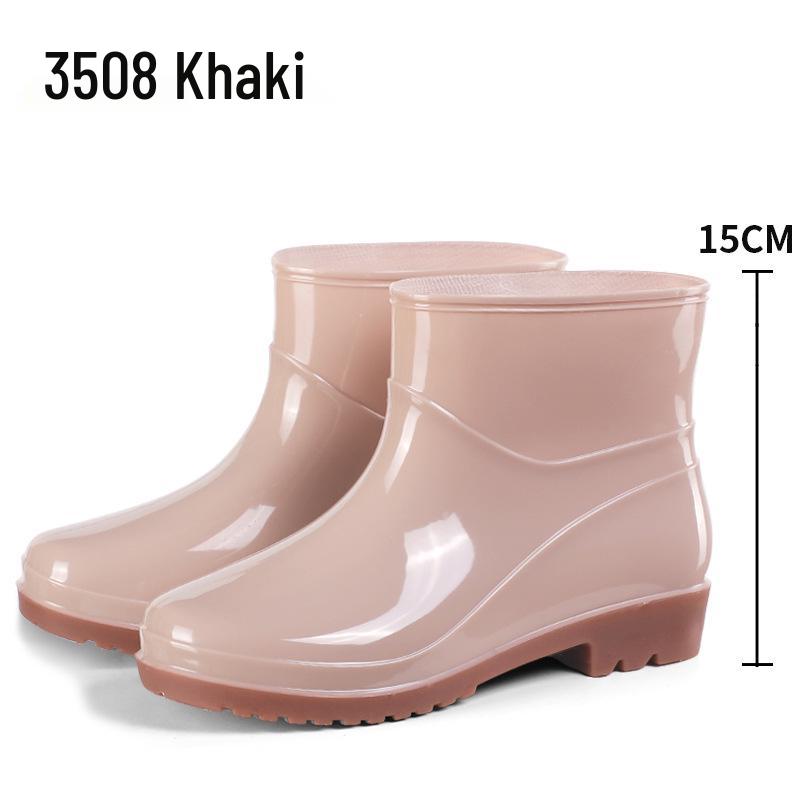 Women's Waterproof Short Rain Boots, Lined PVC, Anti-slip, Thick Sole, Solid Color, Warm & Durable.