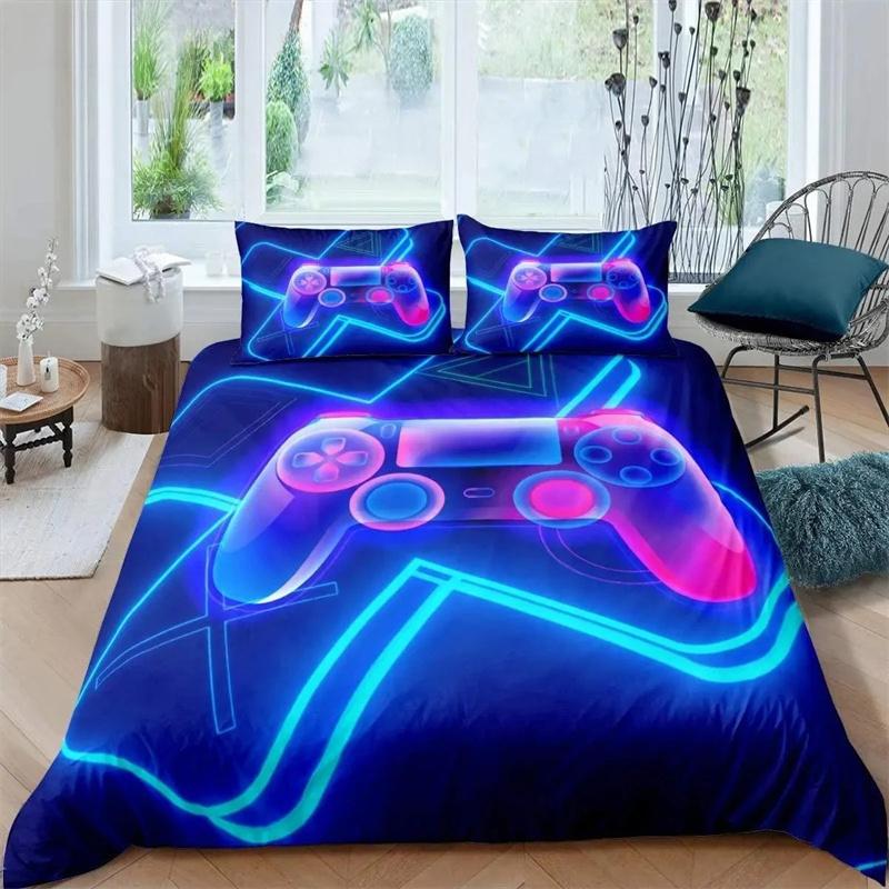 Gaming Bedding Set Game Bed Cover 135 For Adults Kids Soft Microfiber Modern Gamepad Duvet Cover Decorative With Pillowcase