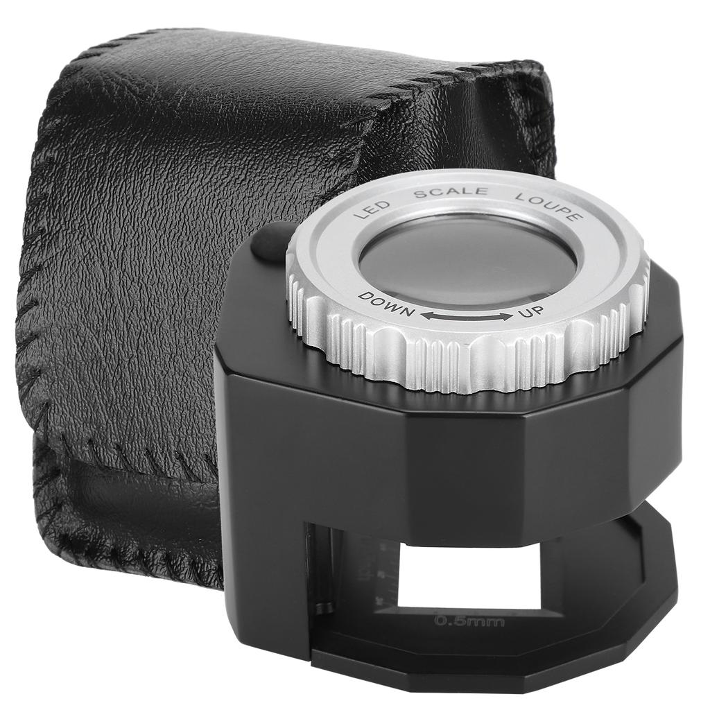 30X Metall Lupe LED UV Licht Vergrößerungsglas mit Skala zur Geldscheinprüfung Schmuck Schwarz