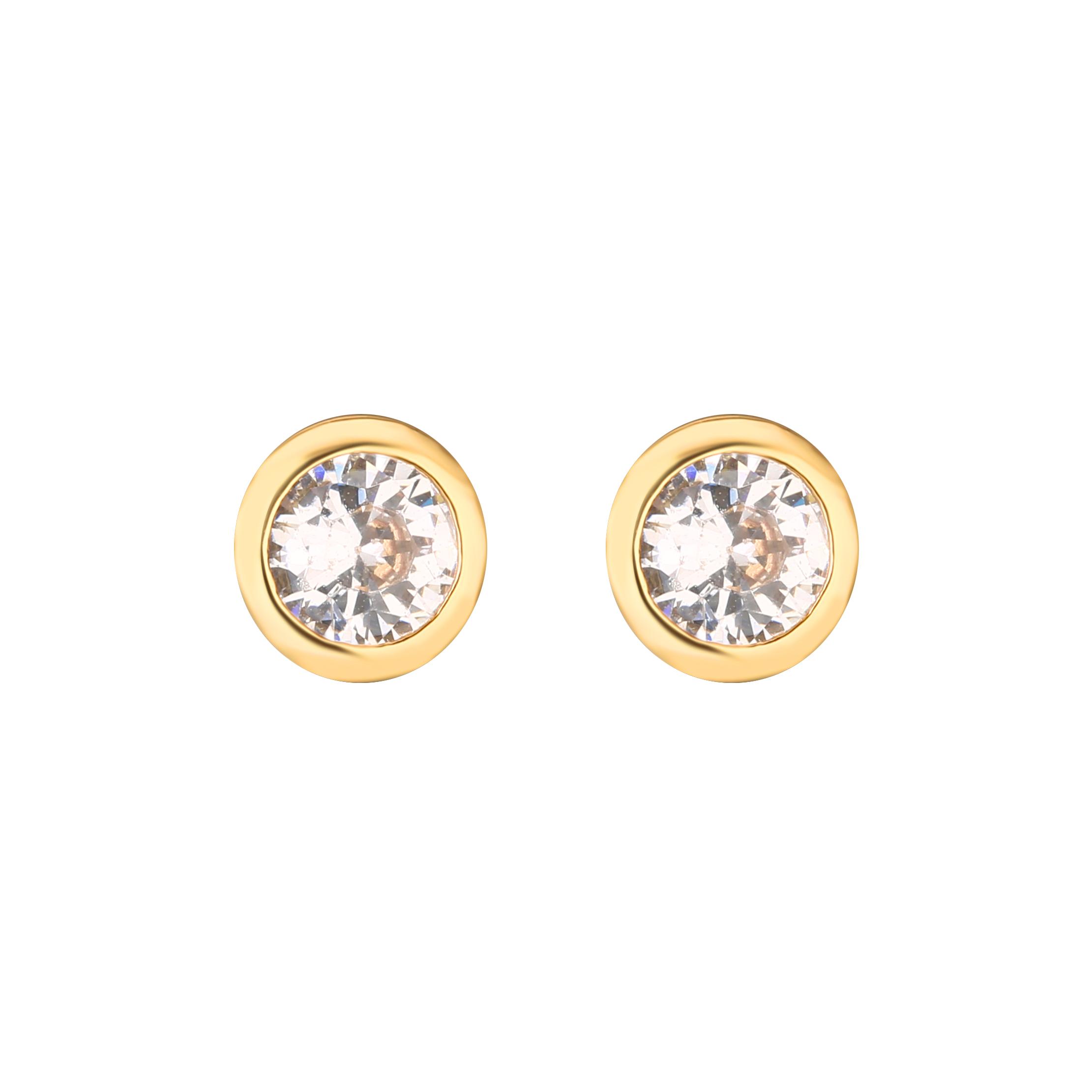 HECHENG, CZ Stud Earrings Gold Platinum Plated Round Heart Cubic Zirconia Hypoallergenic Earrings