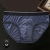 Men Panties Breathable Mesh Elastic Mid Waist Color Block No Trace Inside Wearing Large Size Ice Silk Sexy Male Underwear Briefs for Daily Life