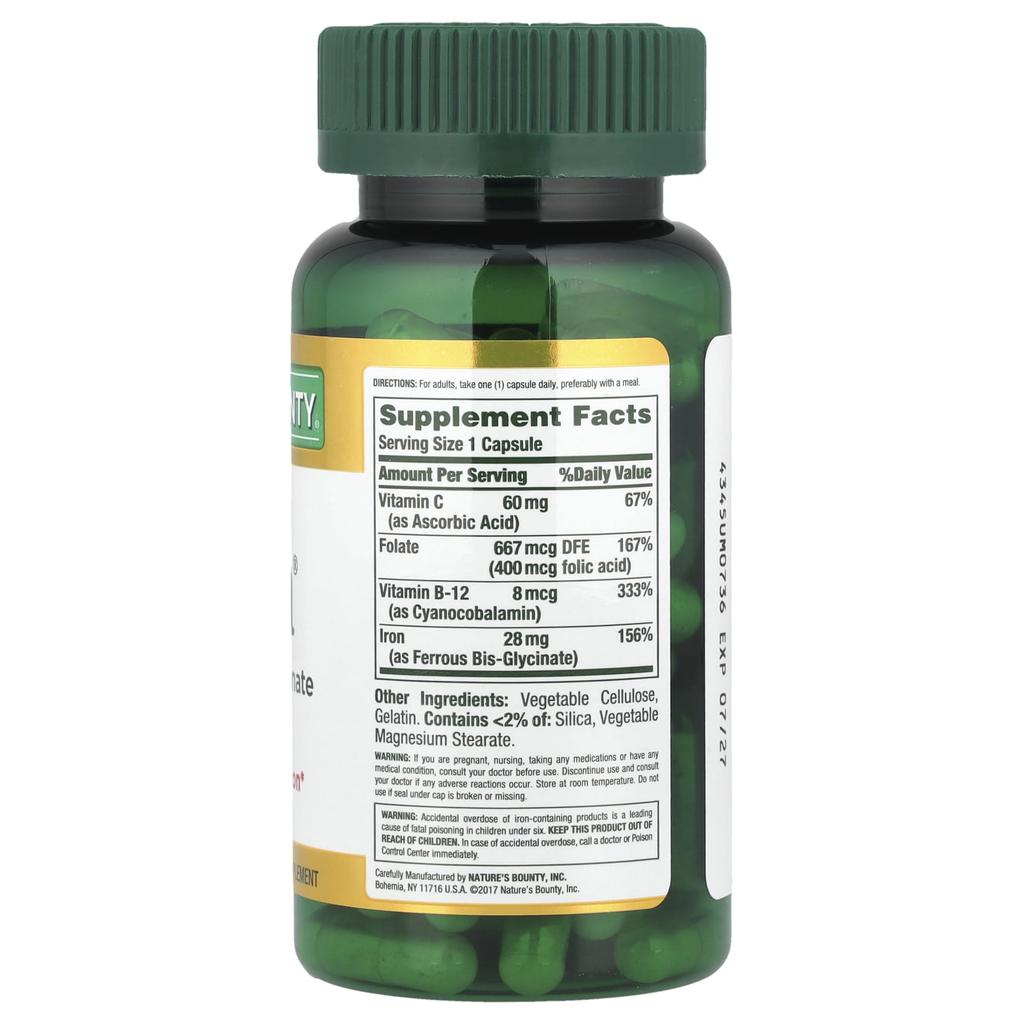 Nature's Bounty Gentle Iron, 28 Mg, 90 Tablets