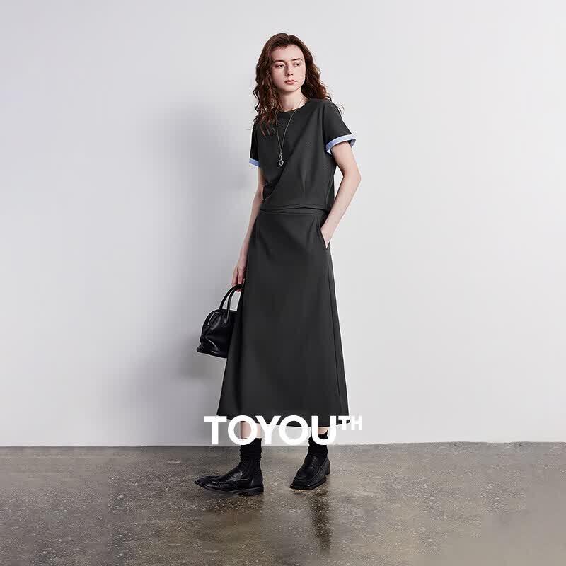 Chuyu 2026 Summer Women s Short Sleeve T-Shirt & Skirt Set S