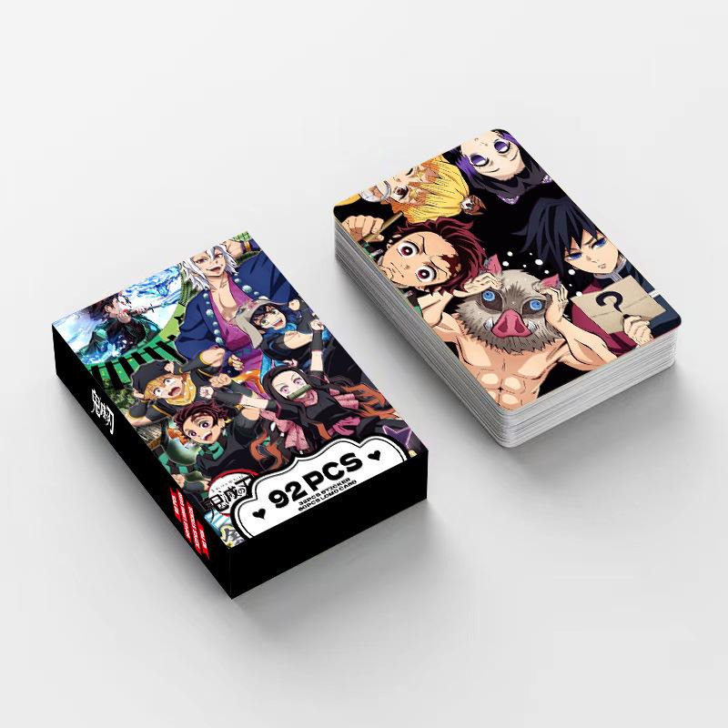 Demon Slayer 92 Pcs Lomo Cards And Stickers Double Sided Hd Color Printed Anime Collectible Bookmarks Greeting Cards For Fans