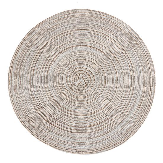 Stručný kulatý lněný pletený podtácek pod šálek, tepelně izolovaná podložka pod misku/talíř