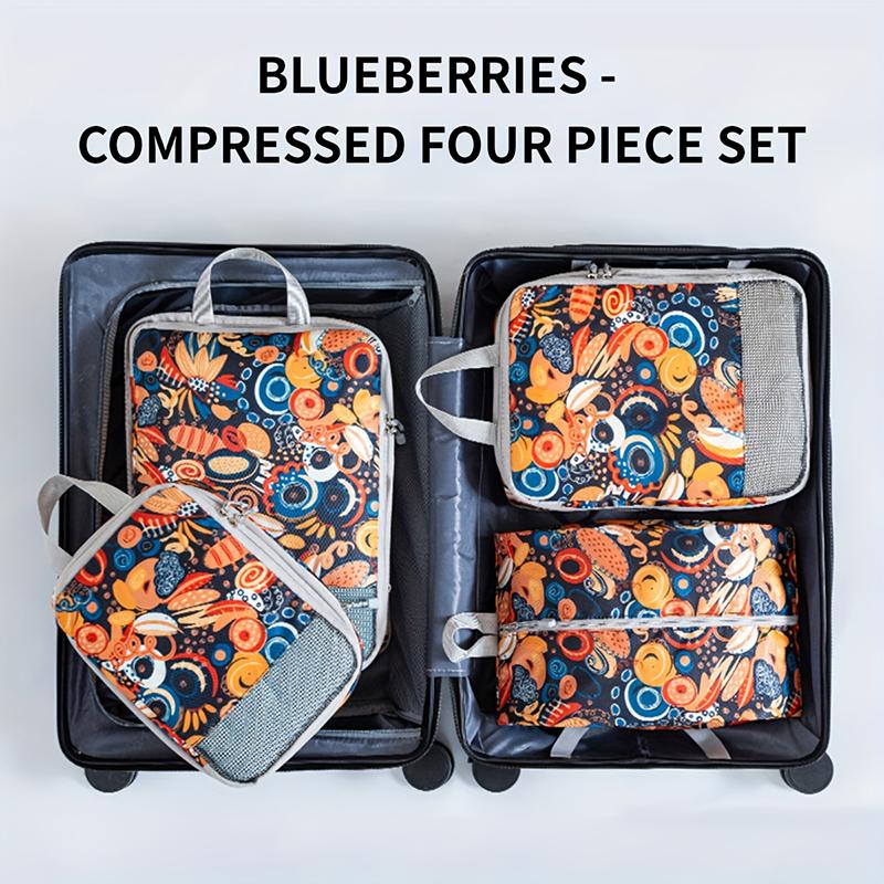 4pcs/set Print Compression Storage Bag Portable Large Capacity Travel Storage Bag Foldable Clothes Luggage Bags Travel Organizer