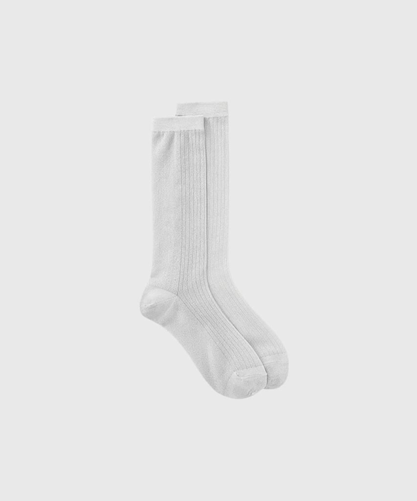 Lugkaeseuteu Ribbed Sheer Socks_Silver