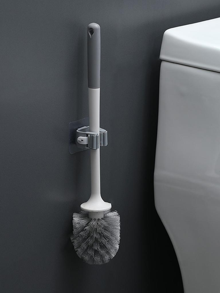 2pcs Perforated Transparent Mop Holder Clip Toilet Broom Storage Rack Wall Mounted Strong Hook