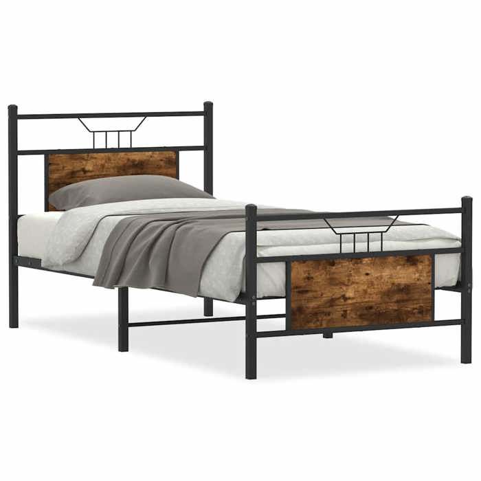 VidaXL Bed Frames Without Mattress Smoked Oak 90x190cm Engineered Wood 4106753