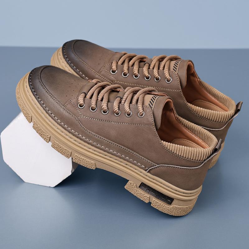 2025 New Men's Platform Retro Tooling Big Head Casual Leather Shoes Men's Handmade Online Versatile Trend Men's Shoes