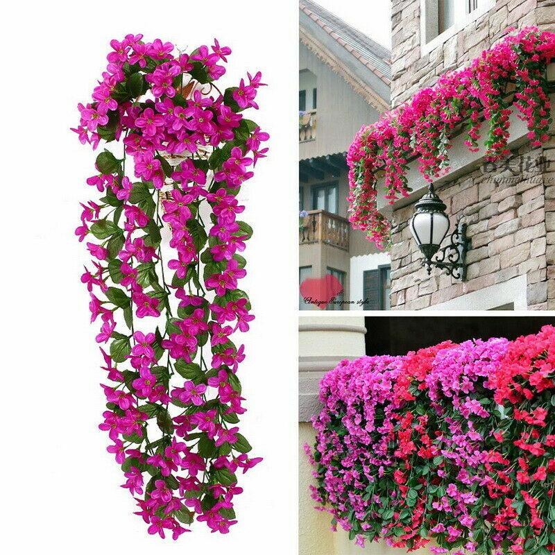 Artificial Fake Hanging Flowers Vine Plant Home Garden Decoration Indoor Outdoor