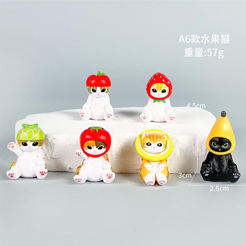 Cartoon Mofusand Haai Kat Dim Sum Fruit Kat Verkleedserie Blind Bag Auto Ornament Decoratie Model Speelgoed Verzamelspeelgoed Cadeaus no box