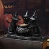 Black Cat Candle Holder Resin Halloween Cats with Witch Hats Candle Holder Vintage Candle Holder Tabletop Decoration Gift for Cat Lovers