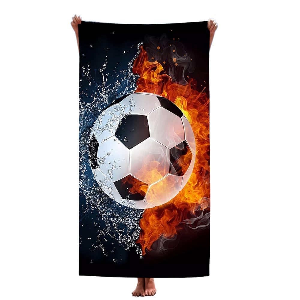 

1PC Football Theme Beach Towel for Kids, Large Sports Sand Free Towel, Ideal for Soccer Fans, Bathroom & Beach Use W30*H60(CM)