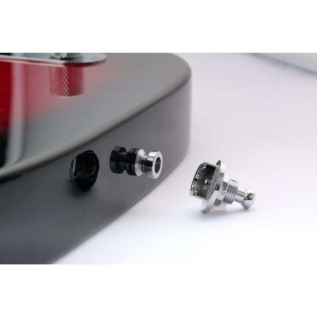 Musiclily Guitar Strap Locks, Security Strap Locks for Electric Guitars, Acoustic Guitars, and Basses, Chrome (Pack of 2)