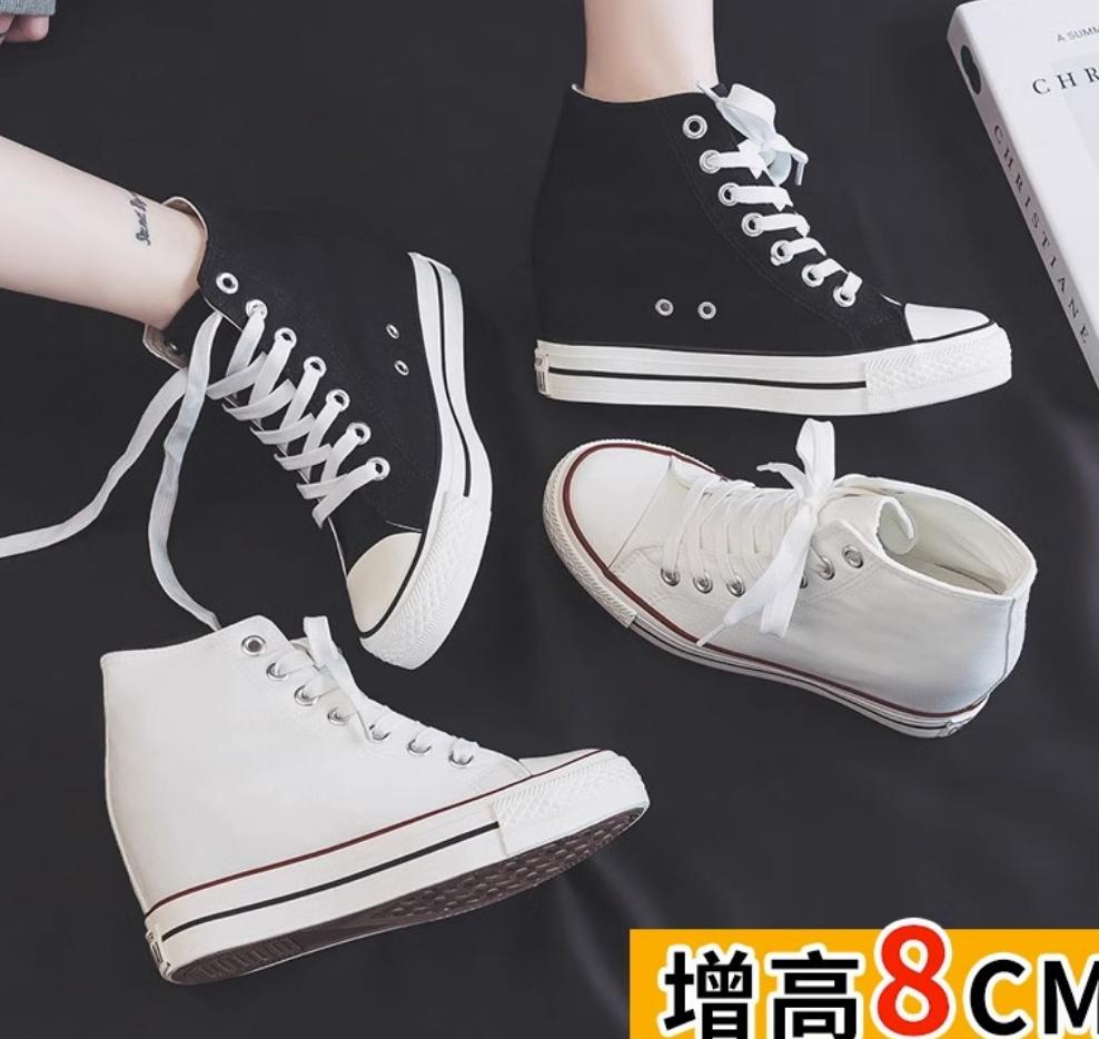 Height Increased 8CM Canvas Shoes Women 2026 Autumn Retro Trendy Sneakers Casual Women High Top Outdoor Skateboard Trainers
