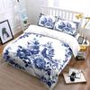 Blue Floral Birds Pattern Bedding Duvet Cover Set Duvet Cover Pillowcases  (1*Duvet Cover 2*Pillowcases, Without Duvet Insert)