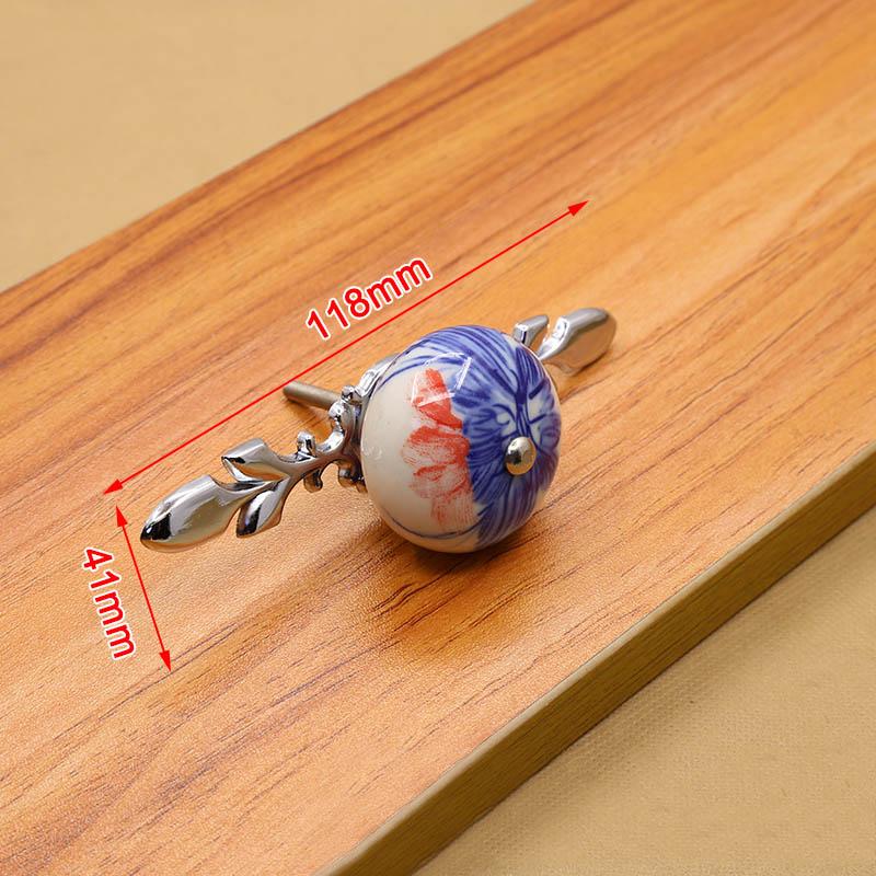KAK 41mm China Blue and White Porcelain Ceramic Cabinet Handle and Pulls Kitchen Handles Drawer Knobs Furniture Handle and Knobs