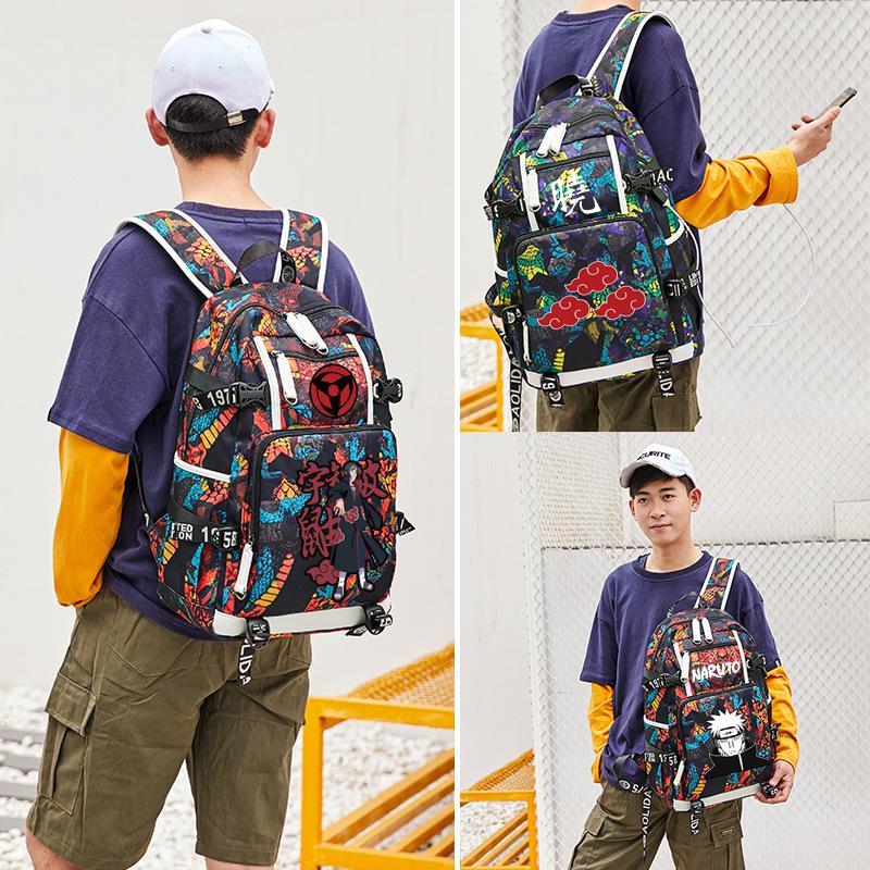 Schoolbag Male Whirlpool Naruto Akira Kaleidoscope Backpack Female High School Junior High School Student Luminous Backpack Big