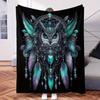 Graceful Owl Pattern Flannel Printed Blanket Suitable for All Seasons Suitable for Living Room Office Sofa and Travel