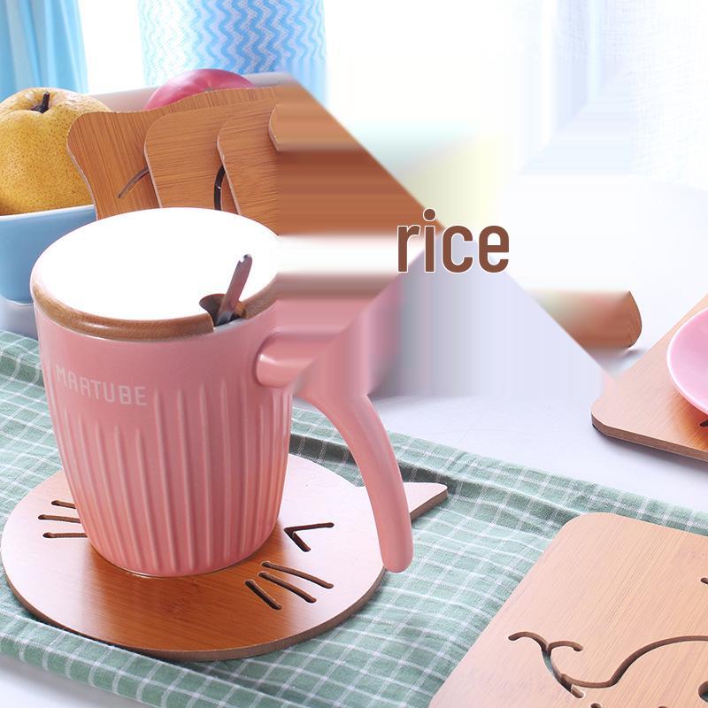 Italian-Style Anti-Scald Solid Wood Placemat and Non-Slip Coaster Set